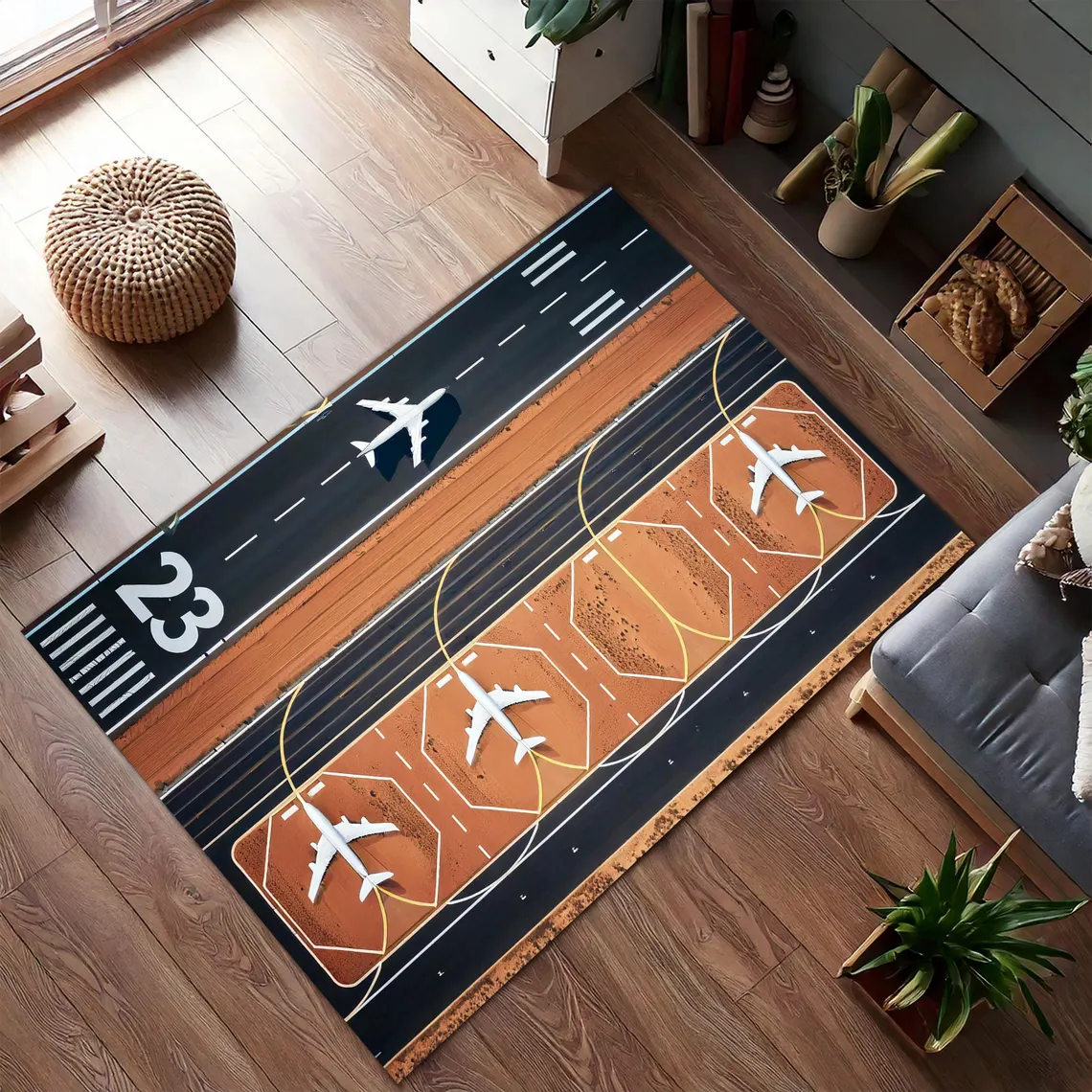 Wholesale Commercial Printing - Airport Runway Area Rug Airplane Themed