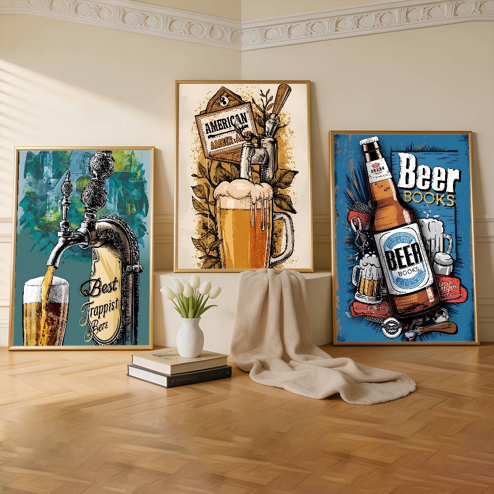 Commercial Wall Printing - Beer Wine Retro Style Cushion Premium