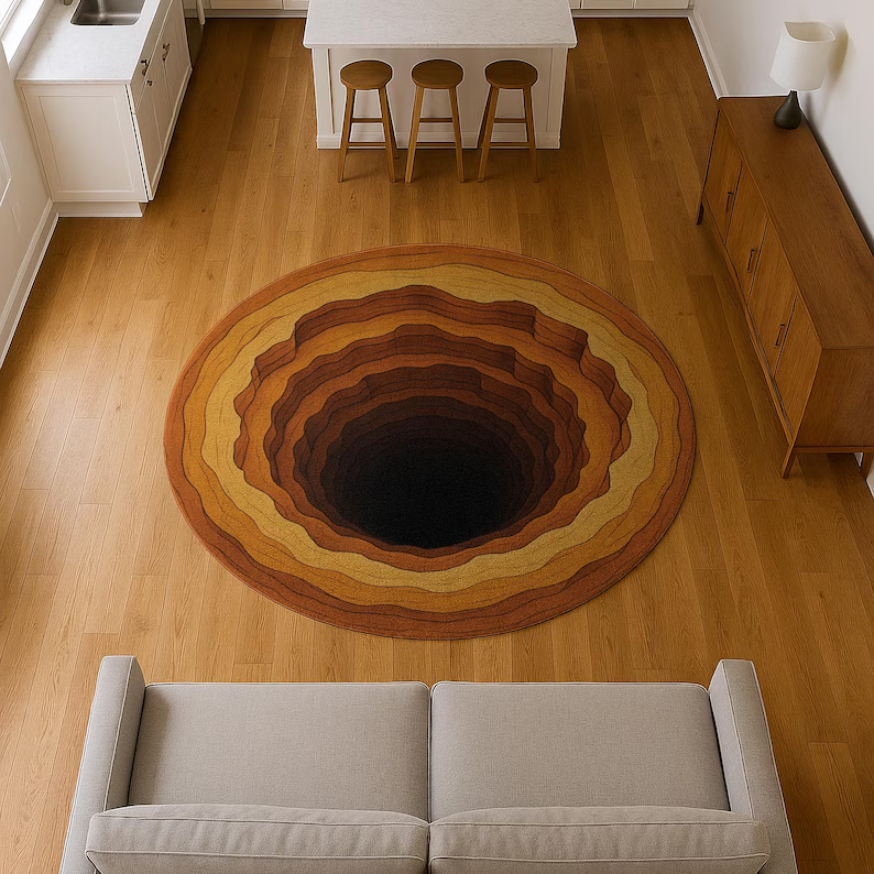 3D Vortex Round Rug Depth Illu - مراجعة Wholesale Commercial Printing وسعره