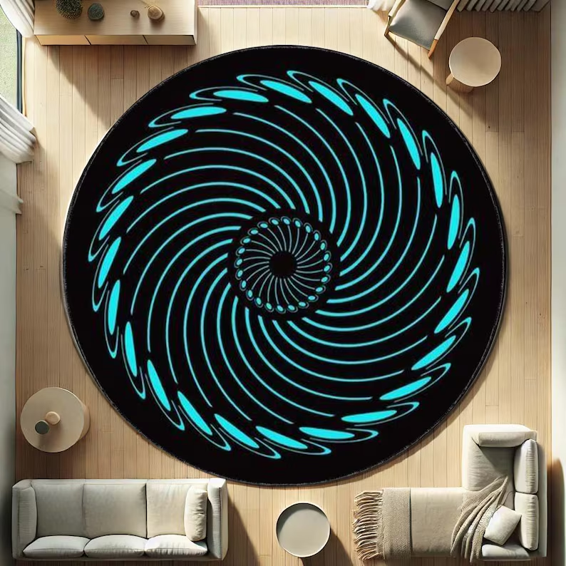 3D Vortex Round Rug Depth Illu - مراجعة Wholesale Commercial Printing وسعره